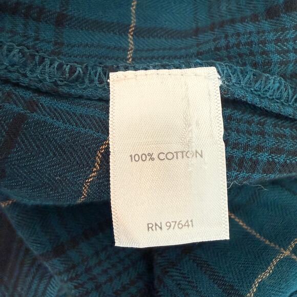 NWT J.Jill Plaid Button Front Shirt Dress Tunic Green Navy Check | Medium - Picture 5 of 8